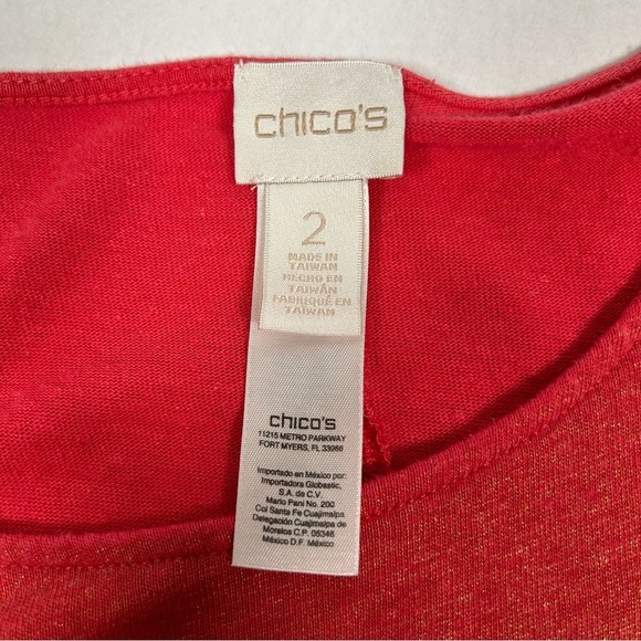 2 for$15 Chico's Vibrant Red Short Sleeve Top 
Chico’s Size 2 (L/12) - Picture 3 of 16